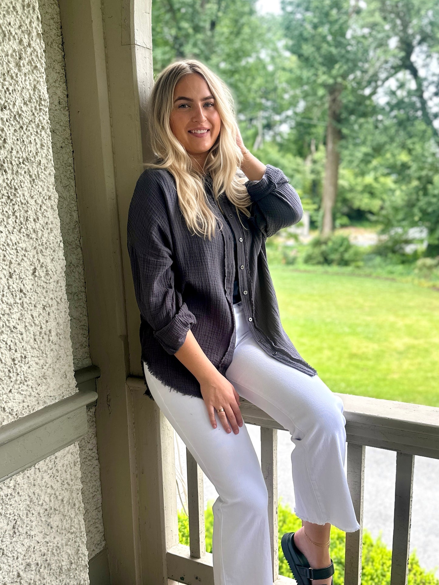 Gauze Oversized Button Shirt