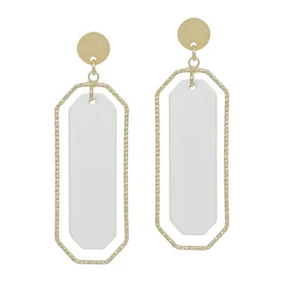 Color Coated Outline Rectangle Earrings