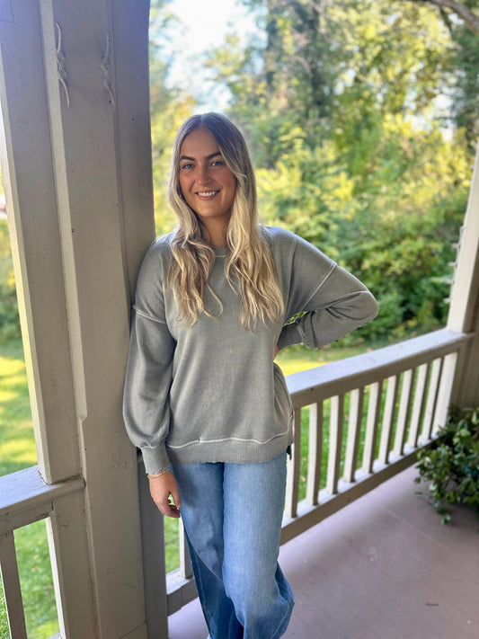 Hi - Low Hem Pullover with Side Pockets