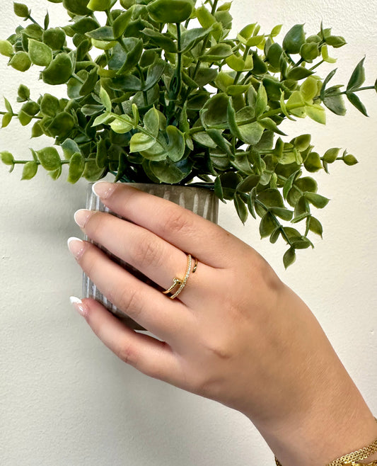 Pave Crystal Nail Open Ring