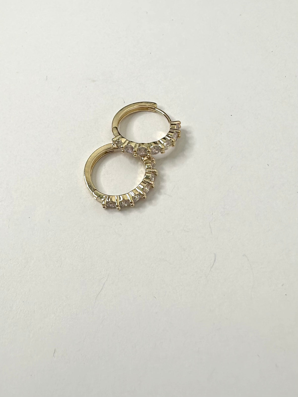 Half CZ Huggie Hoop Earrings