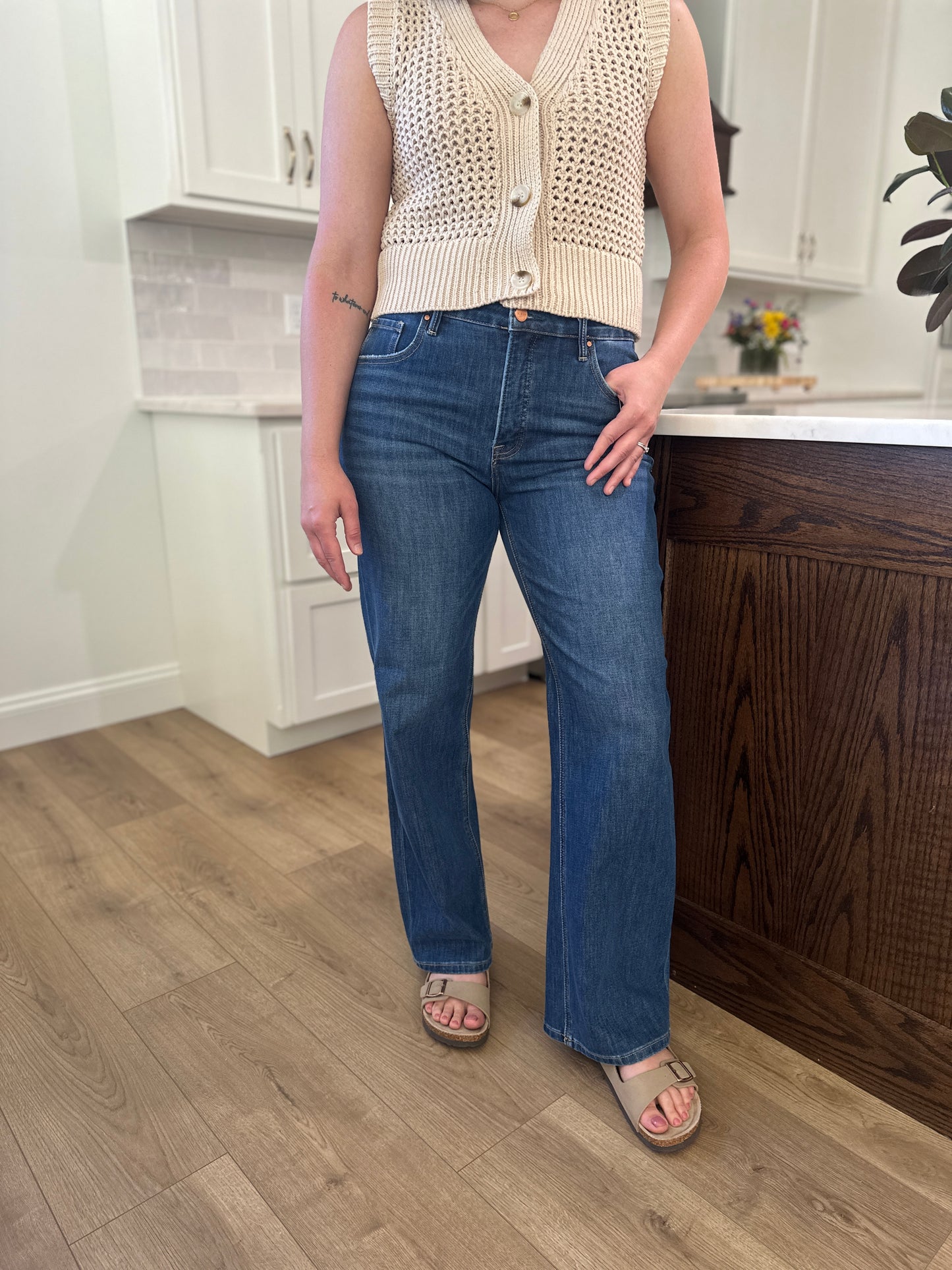 Risen Alley Tummy Control High Rise Straight Jeans