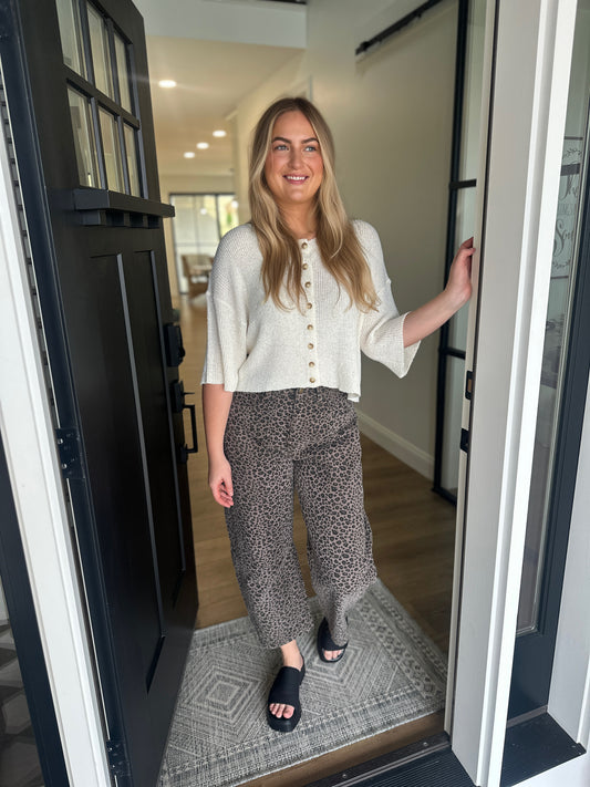 Beatrice Barrel Leg Leopard Pants