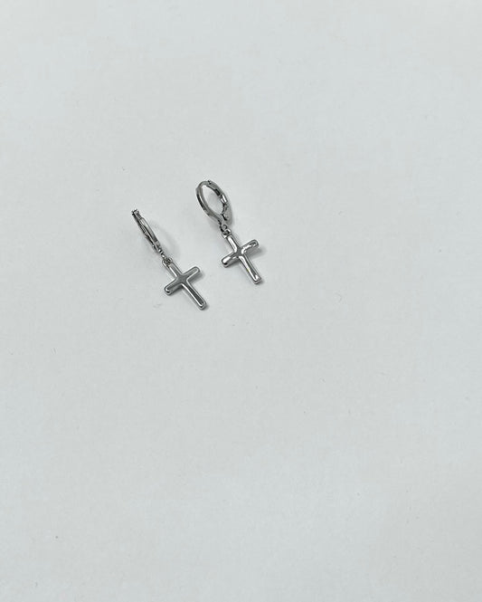 Dangled Cross Hoop Earrings