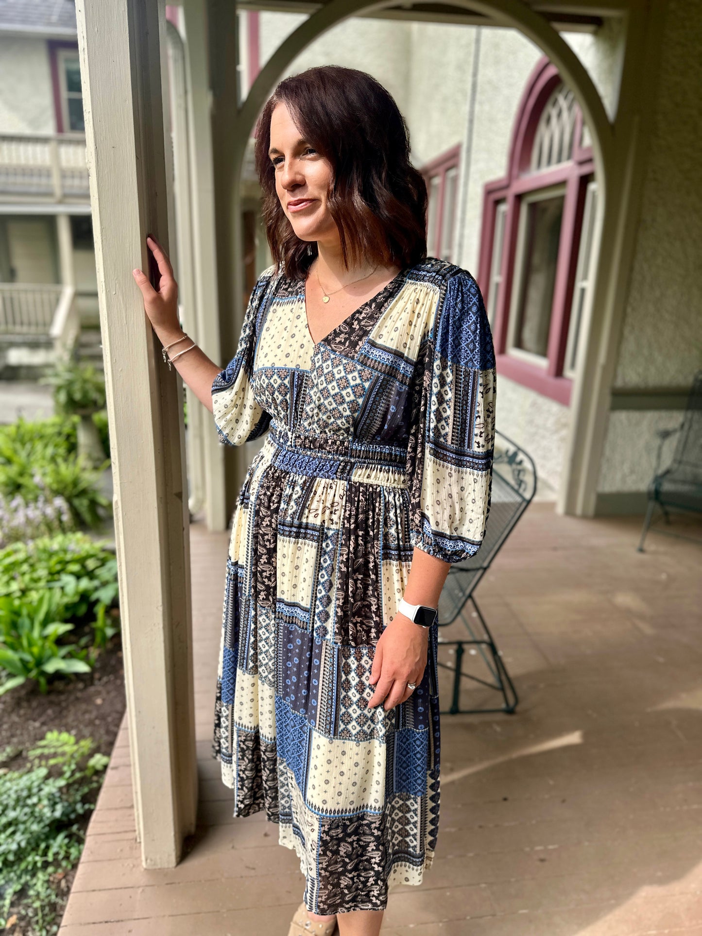 Oak Springs Plaid Patch Dress