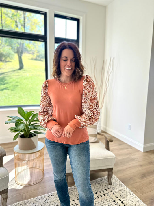 Green Bay Printed Sleeve Top
