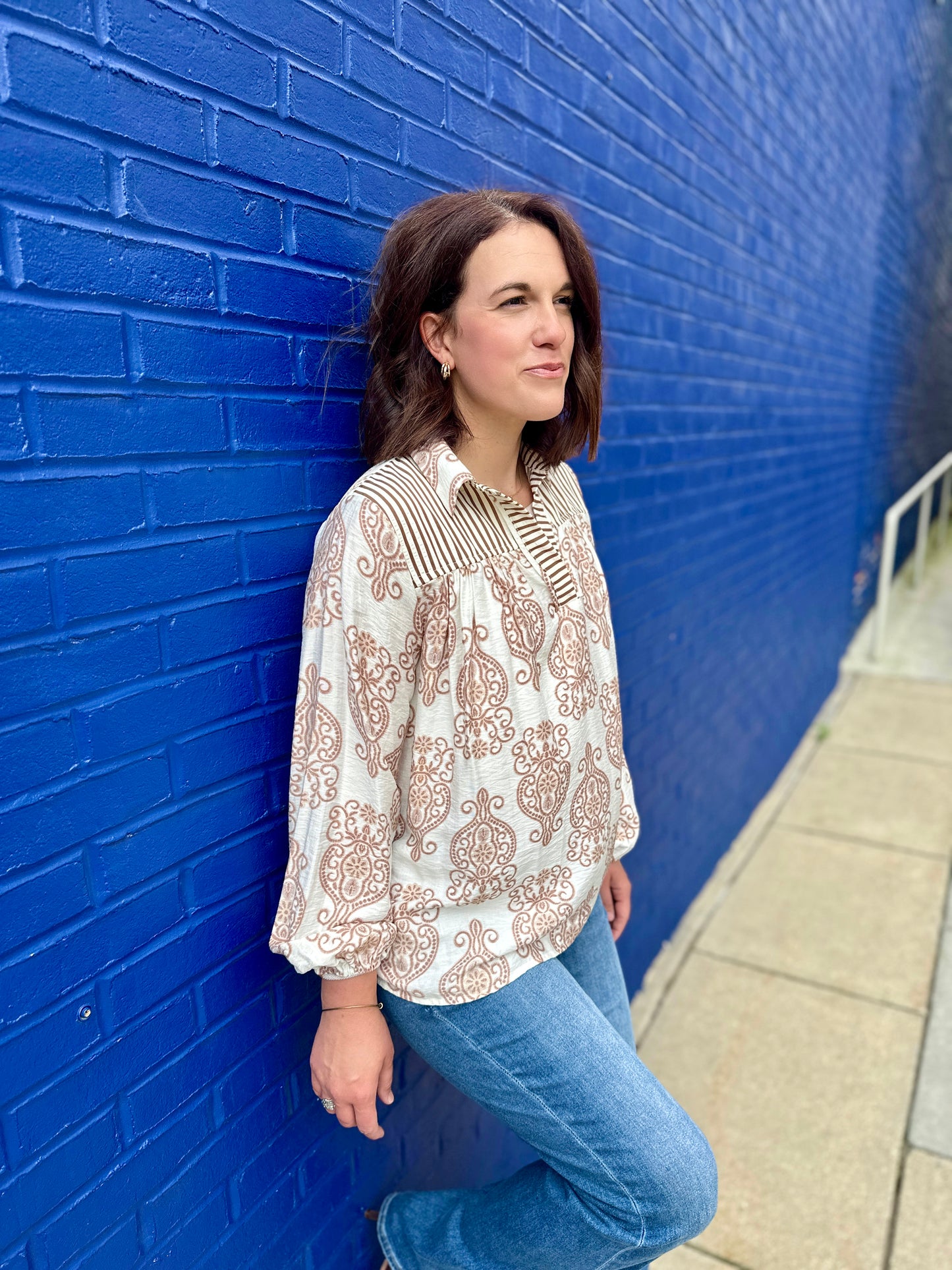 Shelby Contrast Collared Blouse