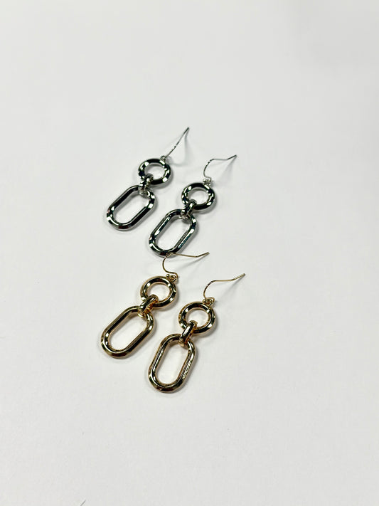 Circle & Oval Linked Drop Earrings