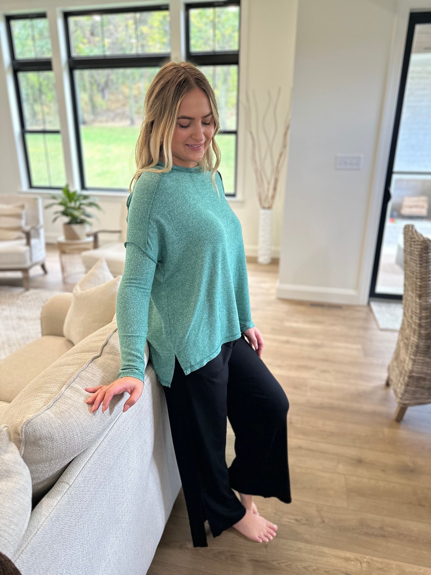 Menasha Ribbed Wide Leg Pants