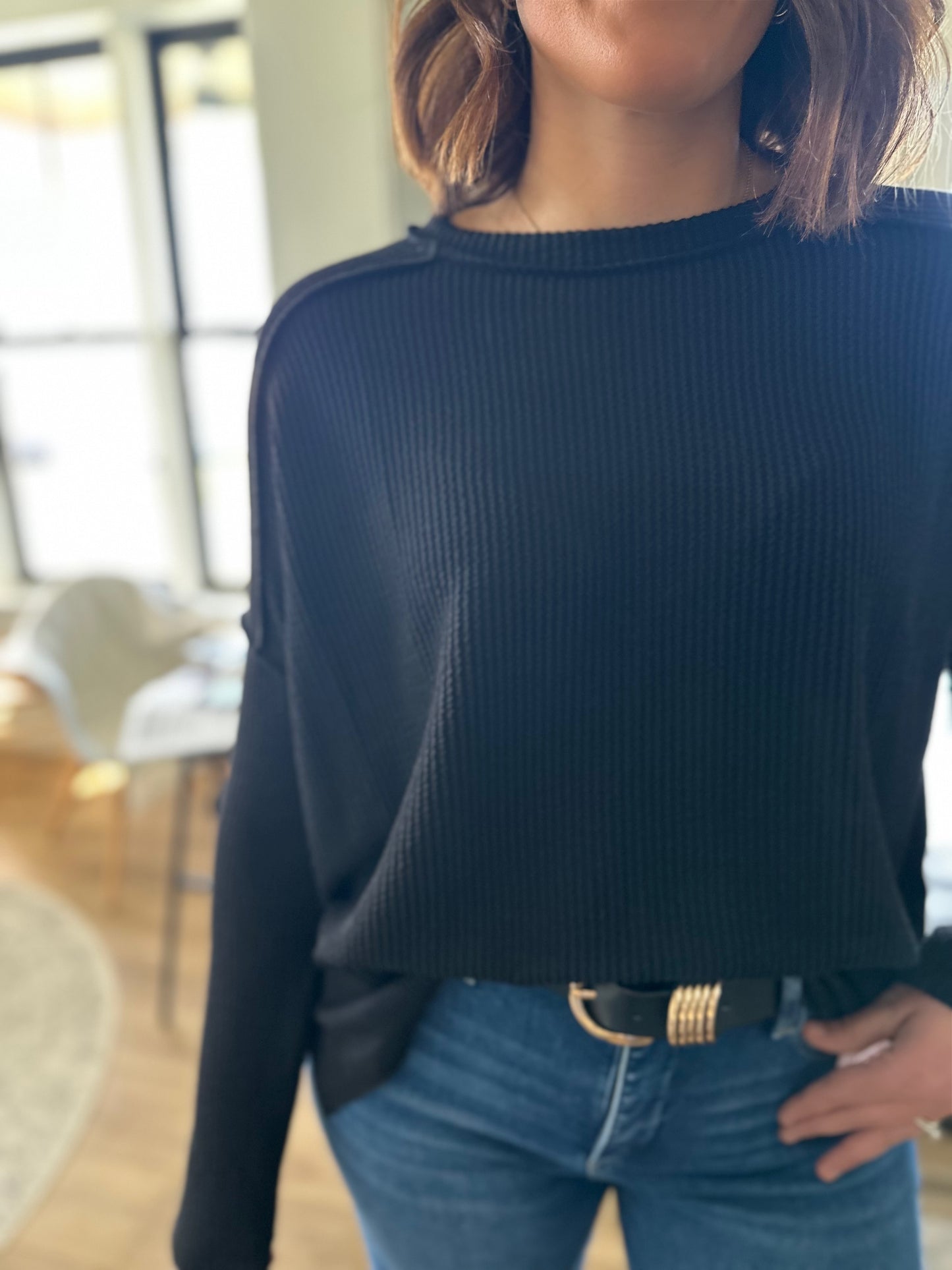 Irving Boat Neck Ribbed Top