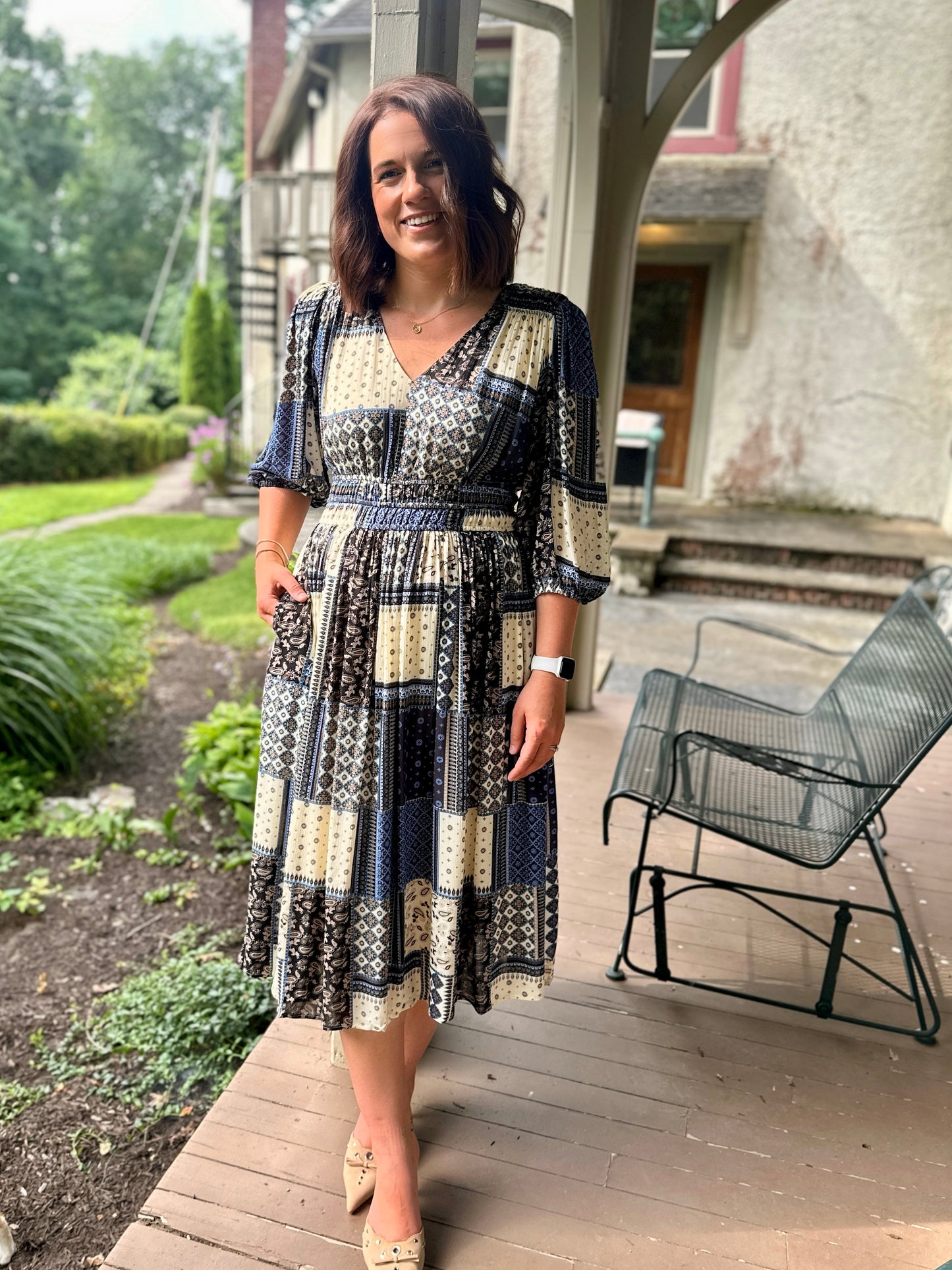 Oak Springs Plaid Patch Dress