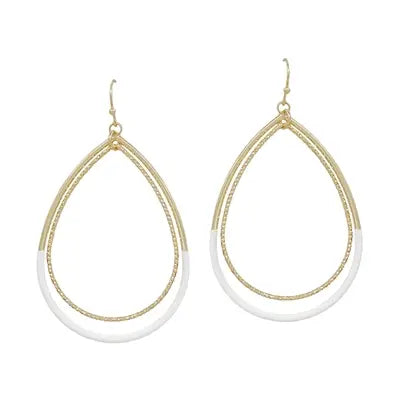 Color Coated Metal with Gold Teardrop Earrings