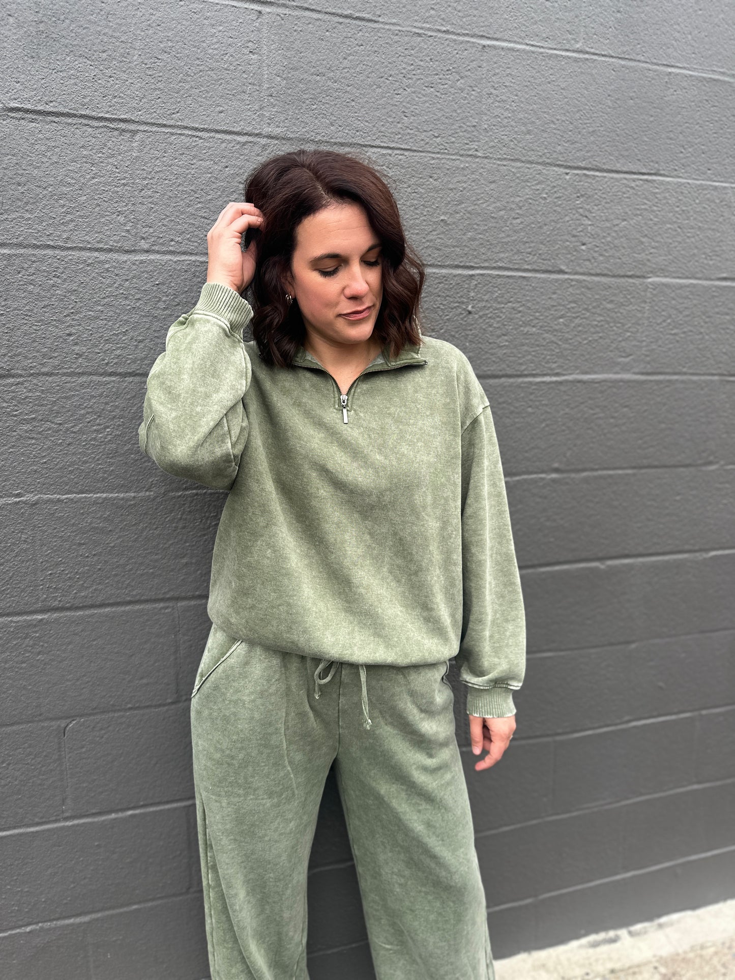 Southampton Acid Wash Half Zip Sweater