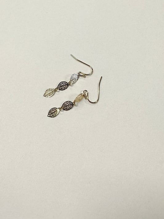 Linear Filigree Leaf Earrings