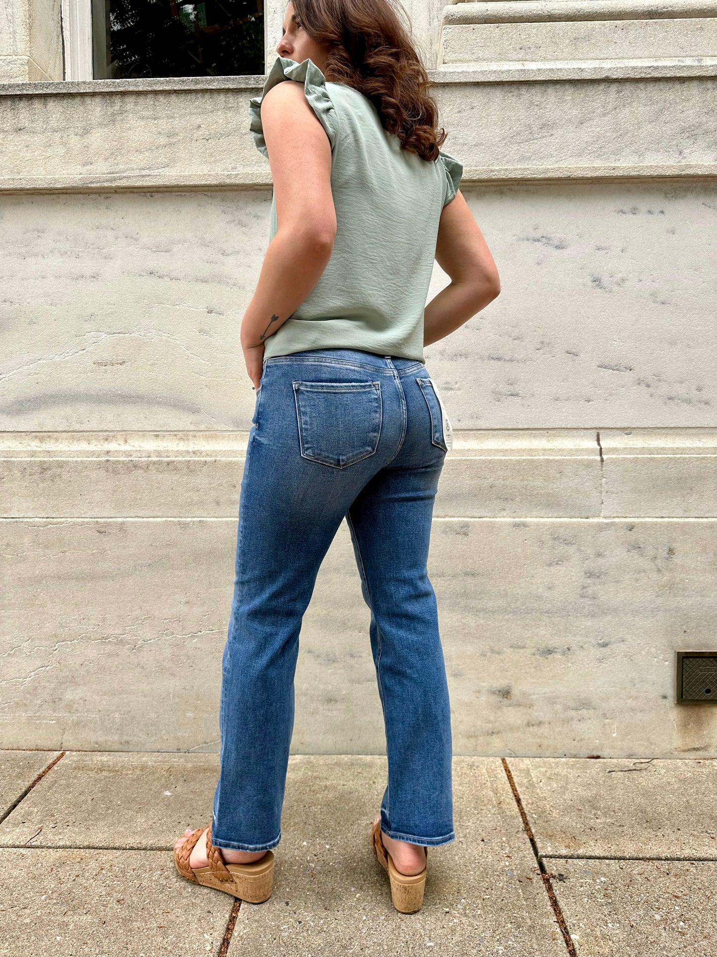 Risen Heflin Mid Rise Relaxed Straight Jeans