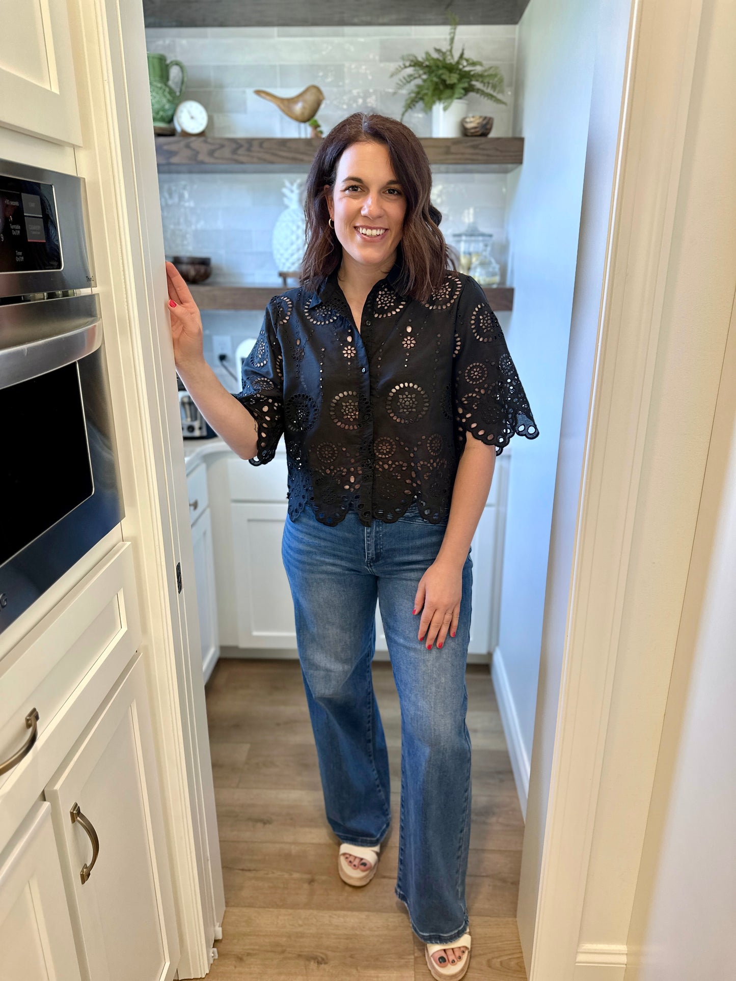 Jenkins Risen High Rise Wide Leg Waist Detail Jeans