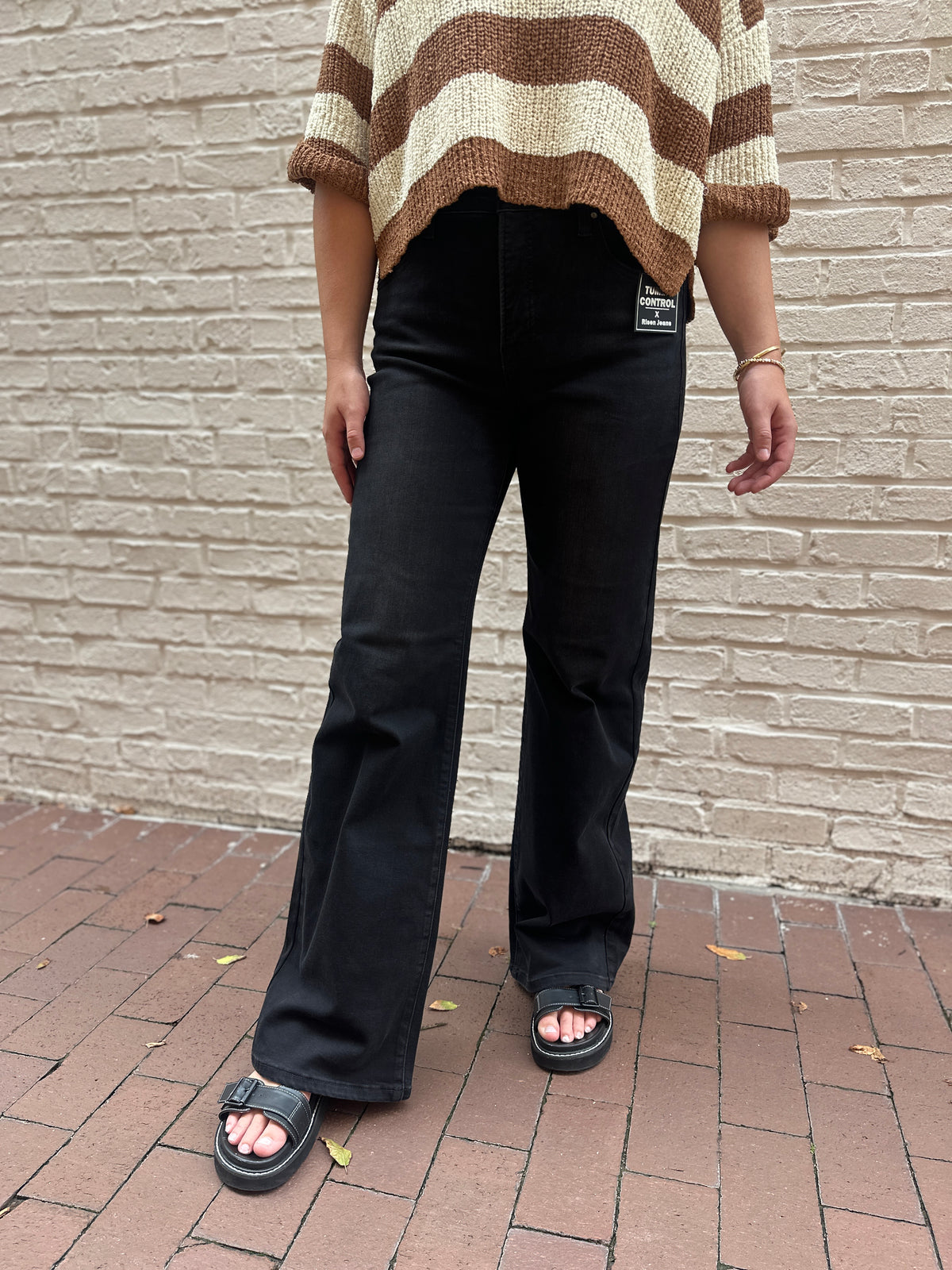 Risen Green Bay Tummy Control High Rise Wide Leg Jeans