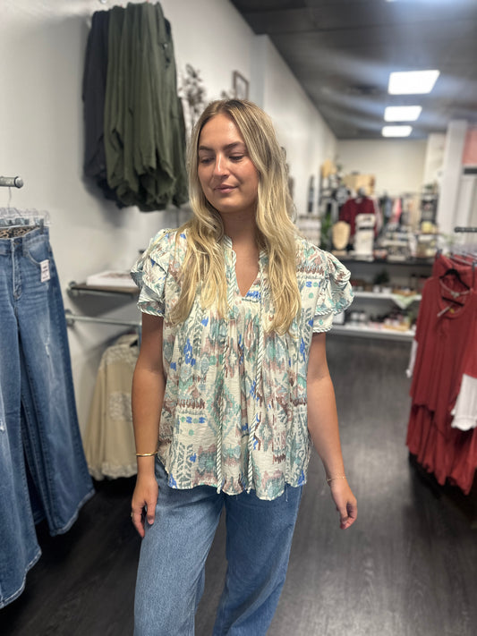 Elfrida Ruffle Sleeve Top