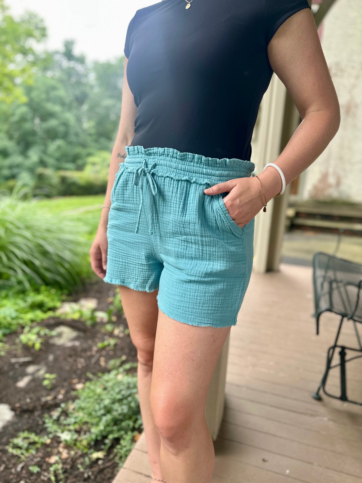 Double Gauze Drawstring Shorts