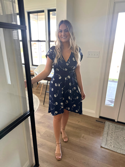 Gaithersburg Floral Faux Wrap Dress