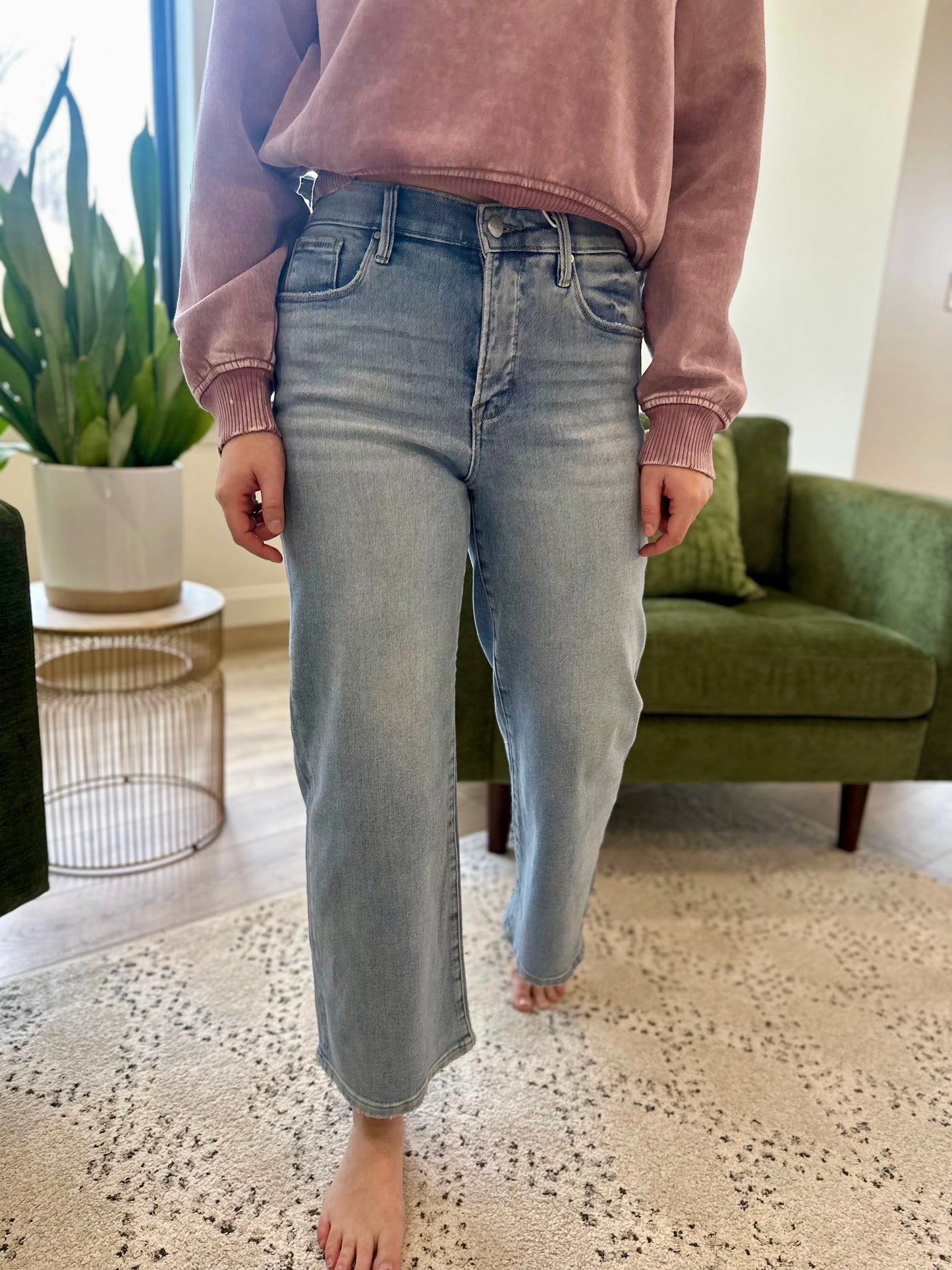 Windsor Risen Tummy Control High Rise Crop Wide Jeans