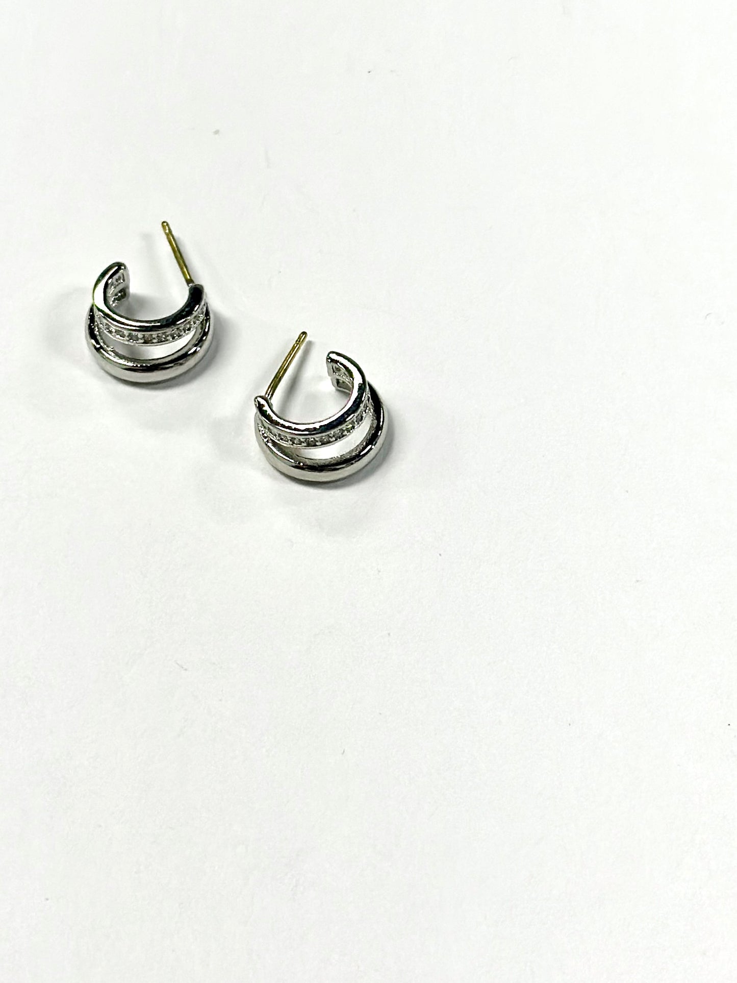 One Side CZ 2 Row Hoops