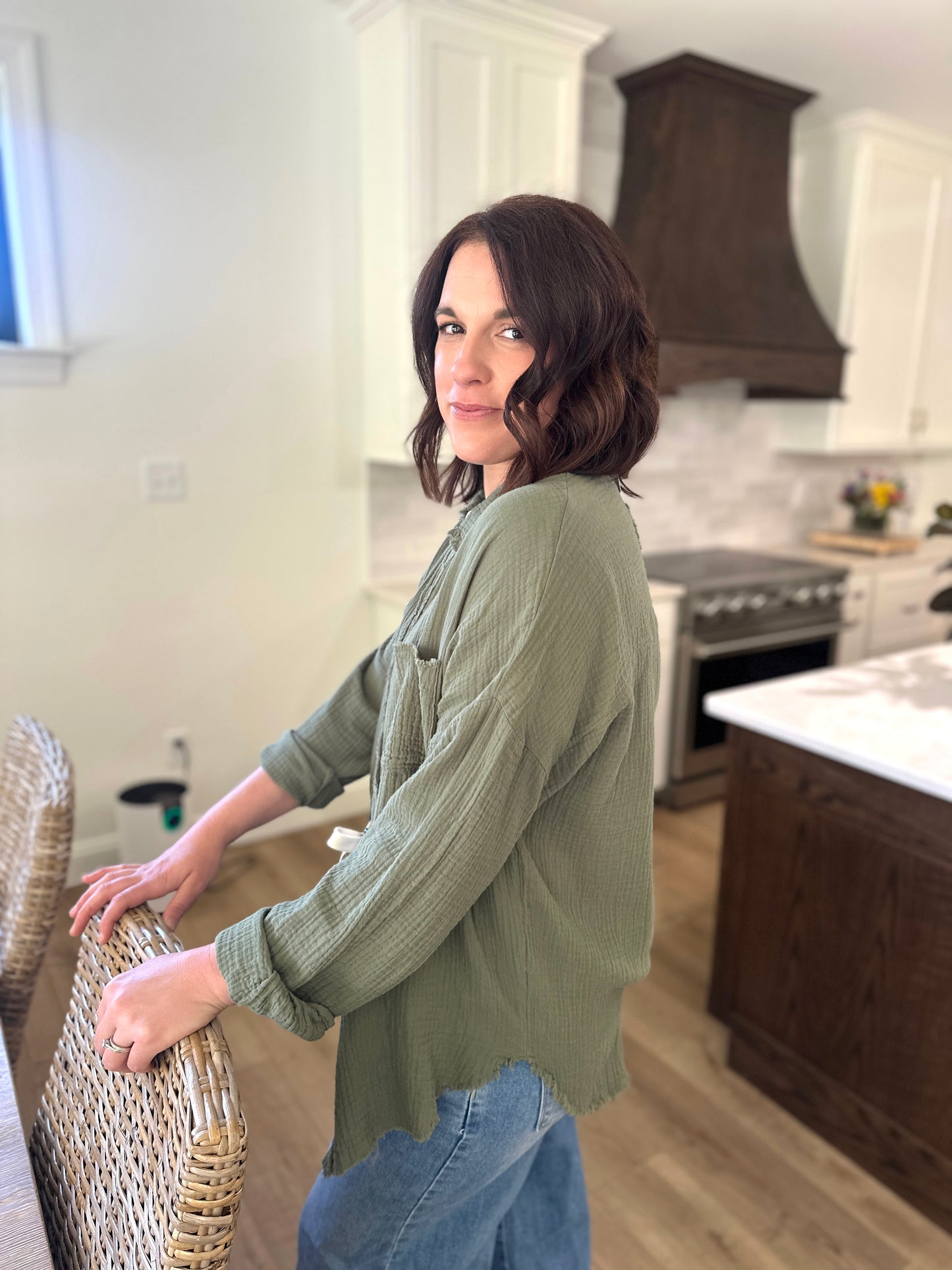 Gauze Oversized Button Shirt