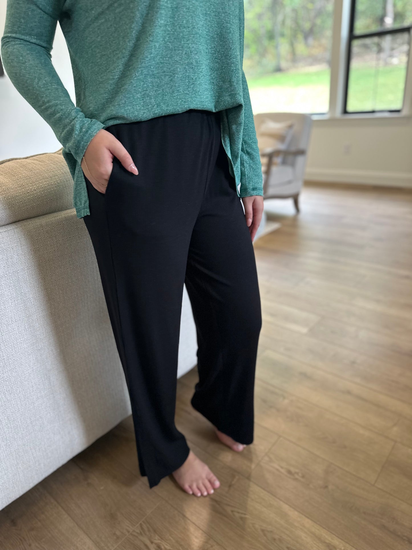 Menasha Ribbed Wide Leg Pants