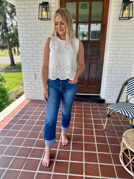 Daniels Risen High Rise Ankle Straight Cuffed Jeans