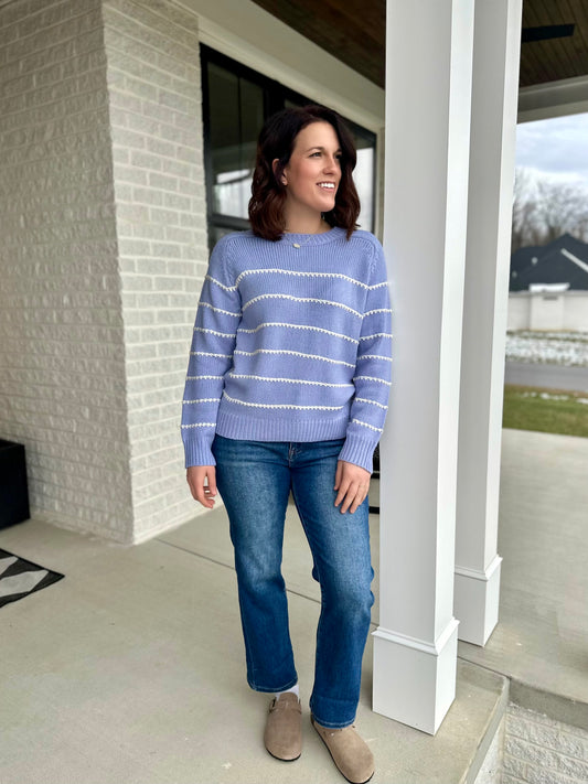 Roseland Blanket Stitch Stripe Sweater