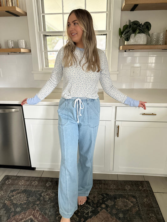 Funkley Risen High Rise Wide Leg Pull On Jeans