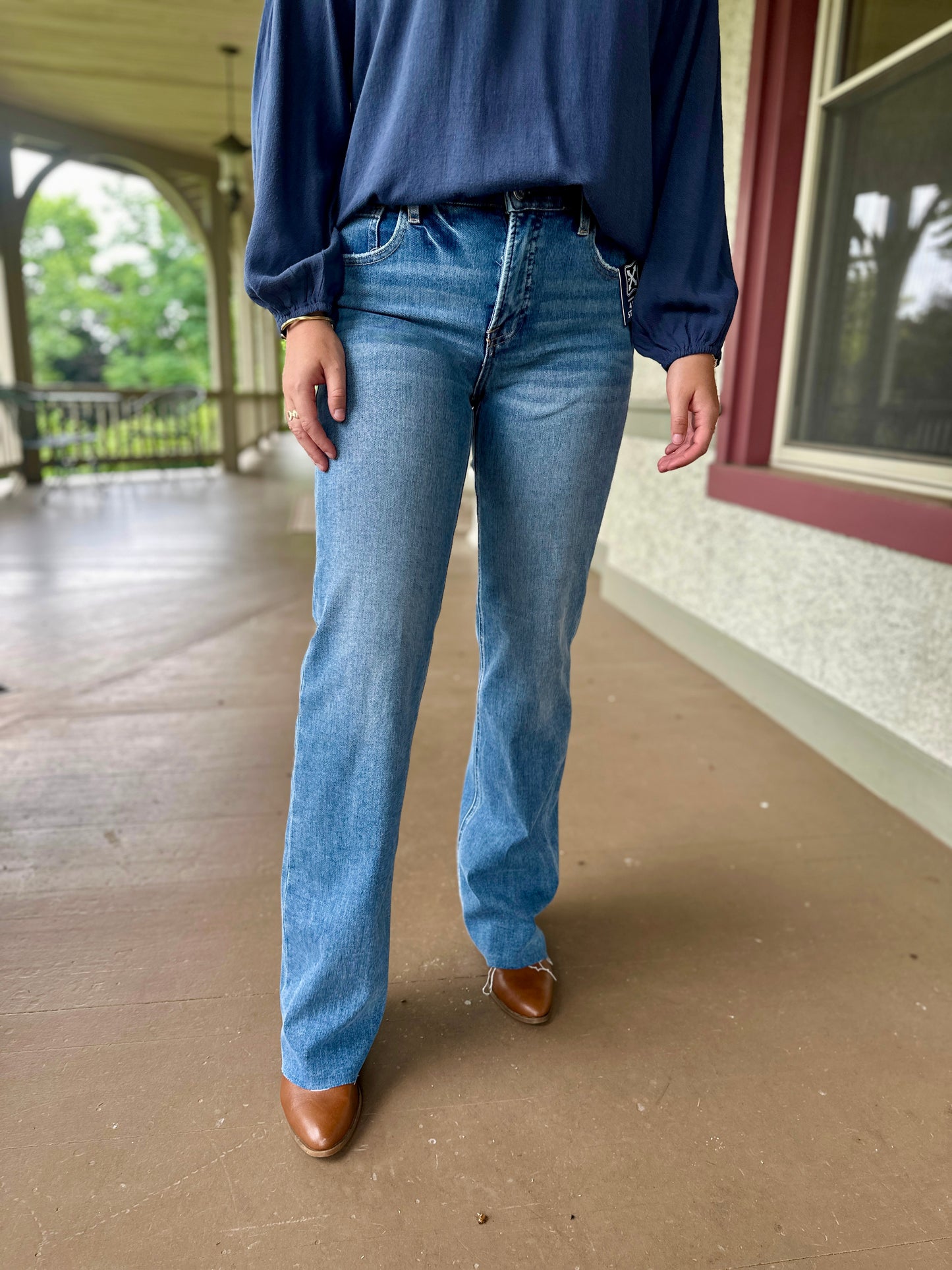 Risen Lupton Tummy Control 4 Way Stretch Mid Rise Straight Jeans