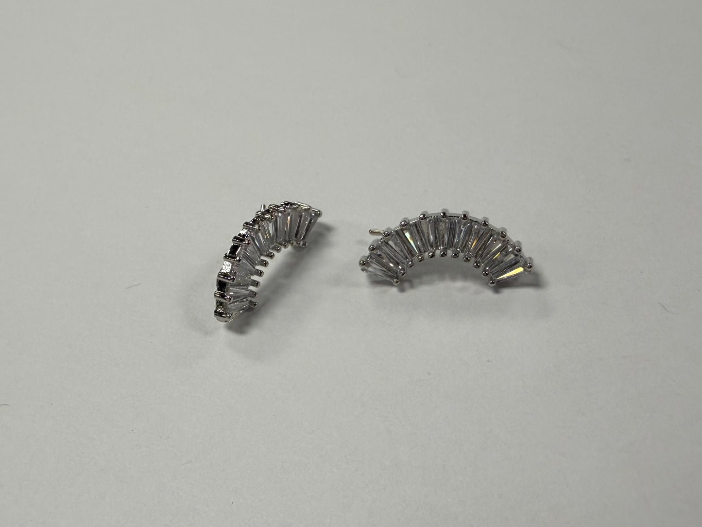 CZ Brass Curved Earrings