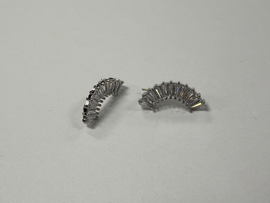 CZ Brass Curved Earrings