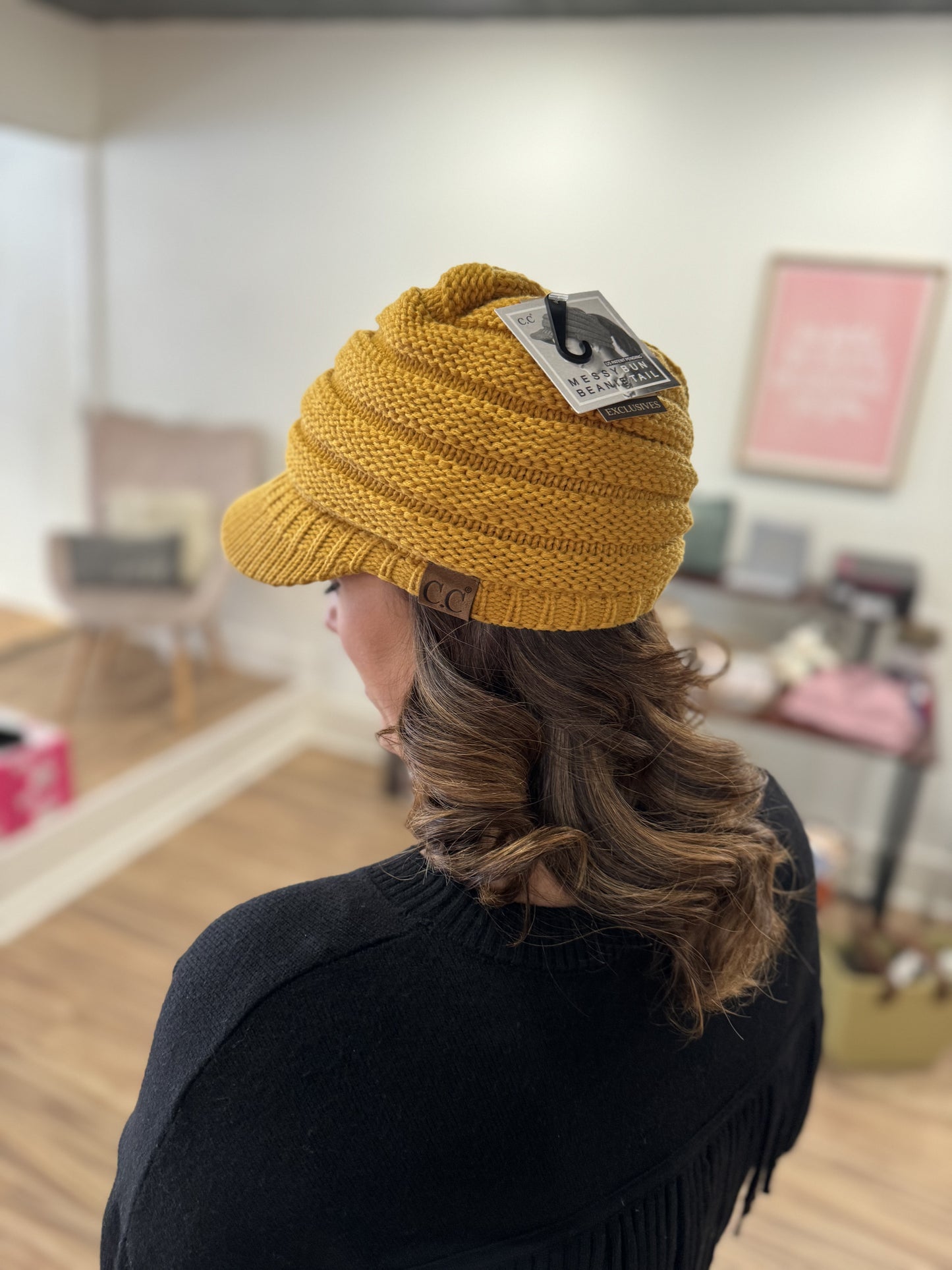 CC Brimmed Bun Beanie