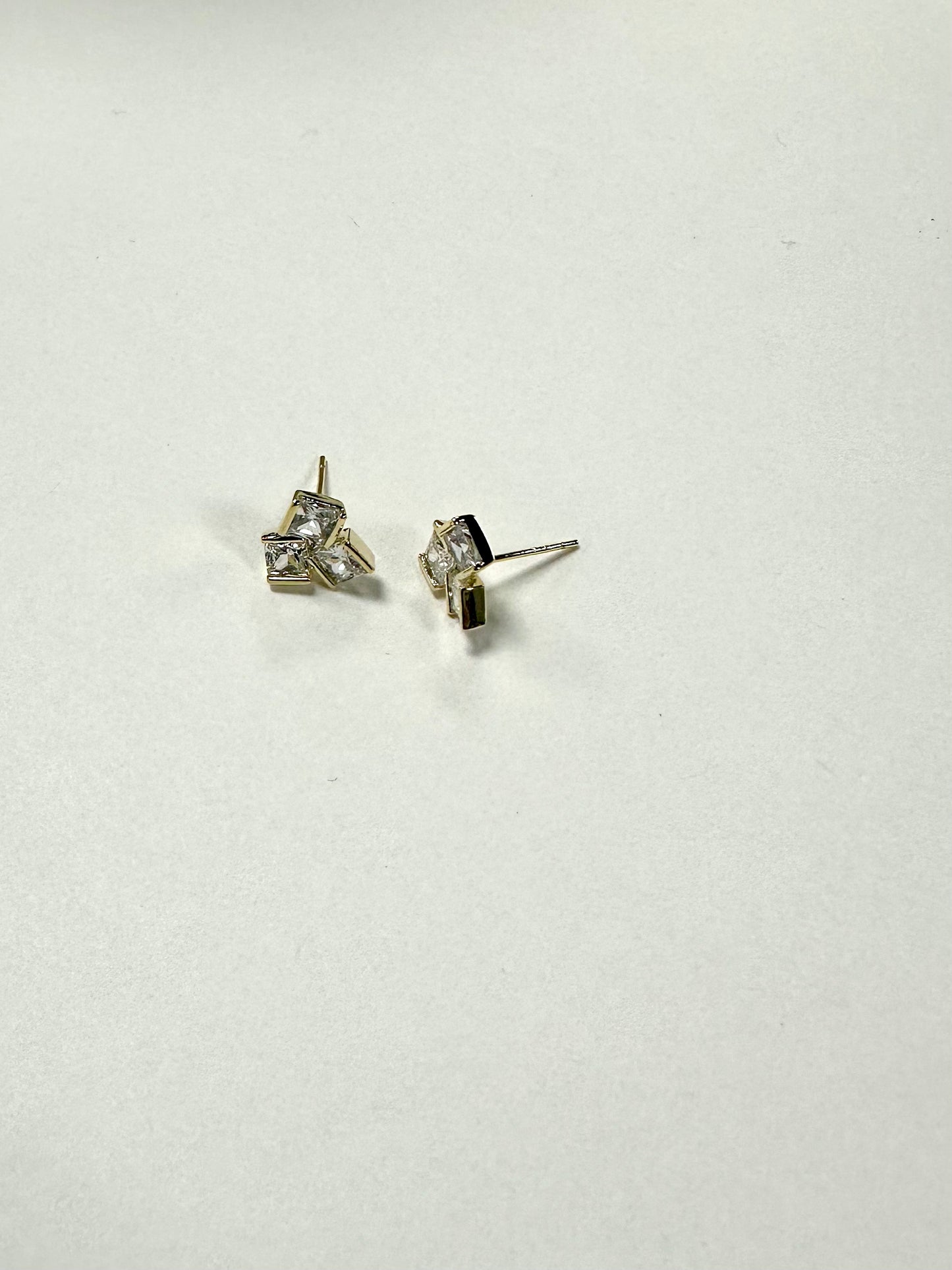 Cluster Pave Baguette Square Studs