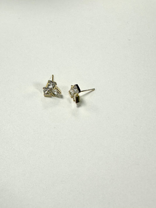 Cluster Pave Baguette Square Studs