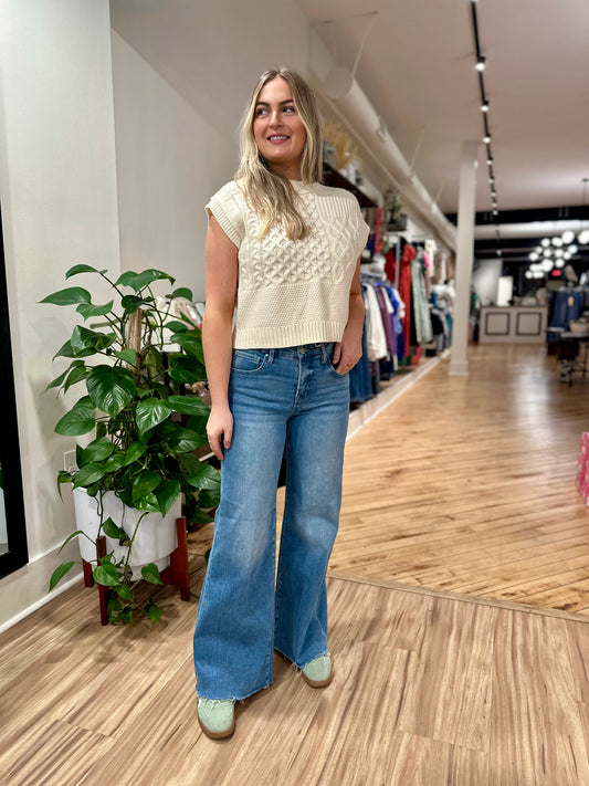 Risen Acala Tummy Control High Rise Wide Leg Jeans