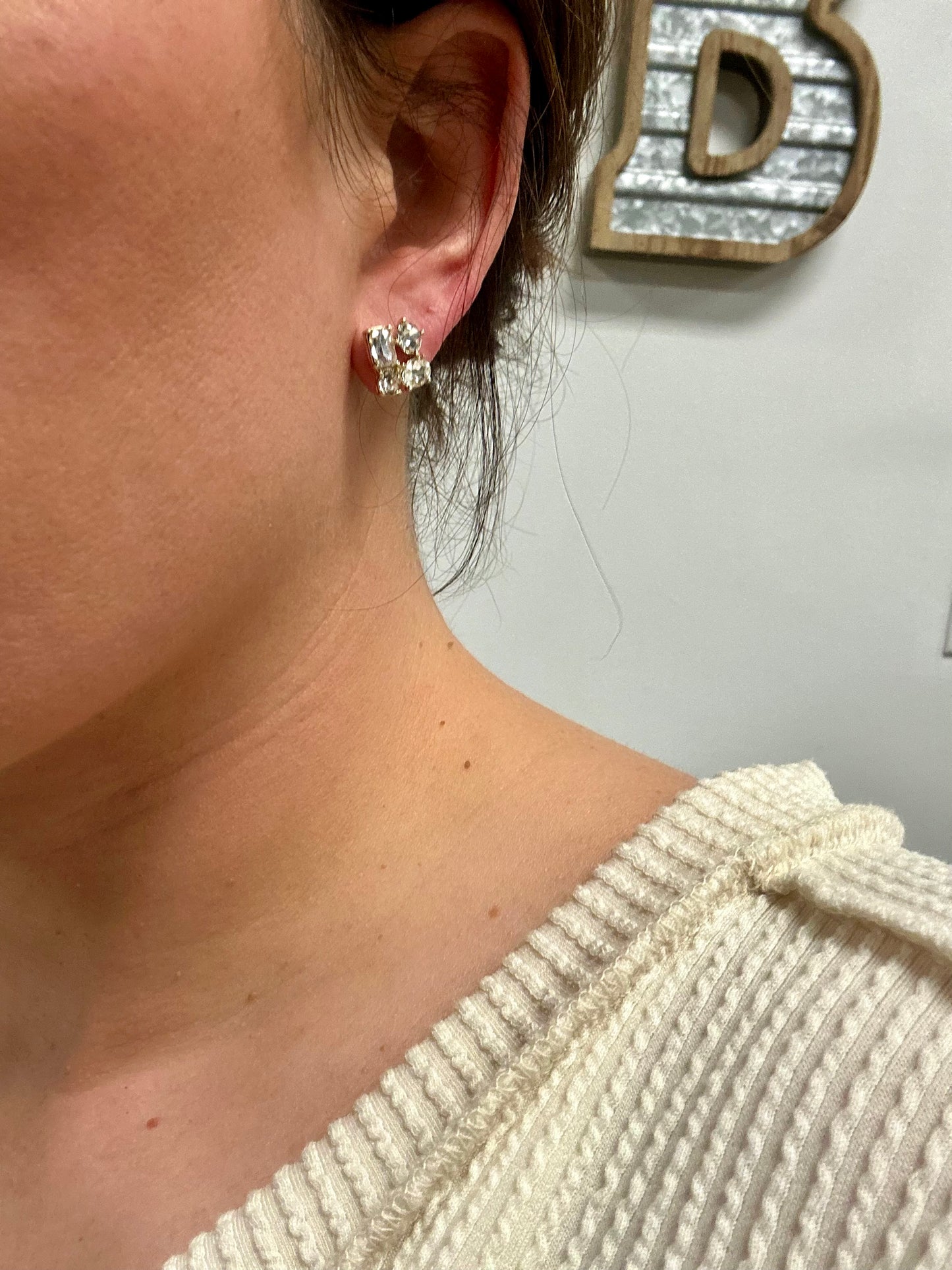 Cluster Baguette & Pearl Earrings