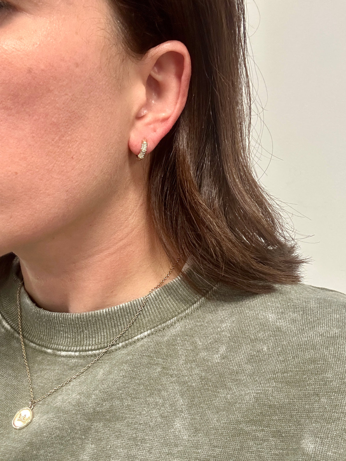 8 mm CZ Bamboo Huggie Hoops
