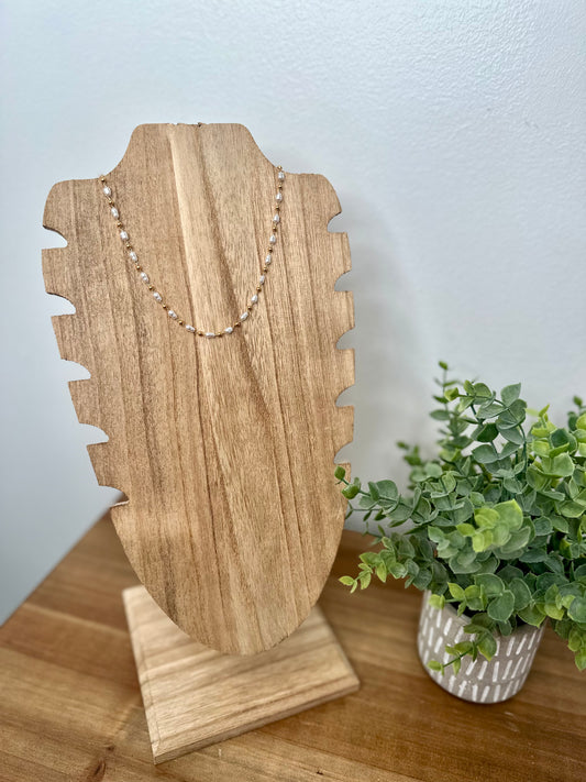 Pearl & Metal Ball Station Necklace