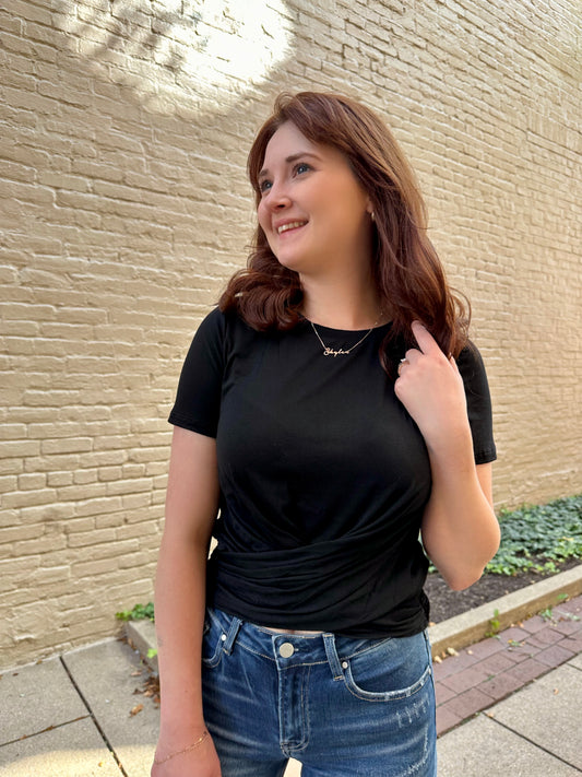 Wrap Ruched Crop Shirt