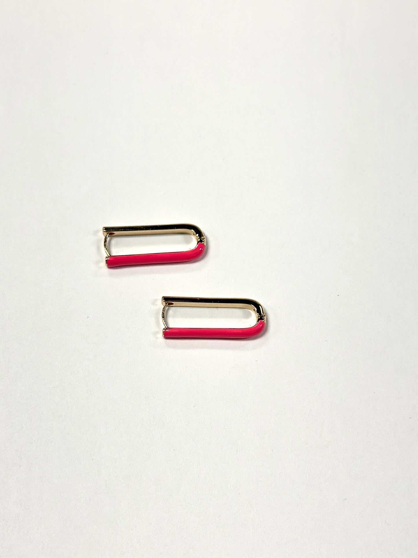Half Color Oval Huggie Hoops