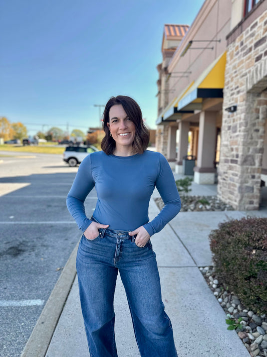 Peyton Microfiber Round Neck Long Sleeve Top