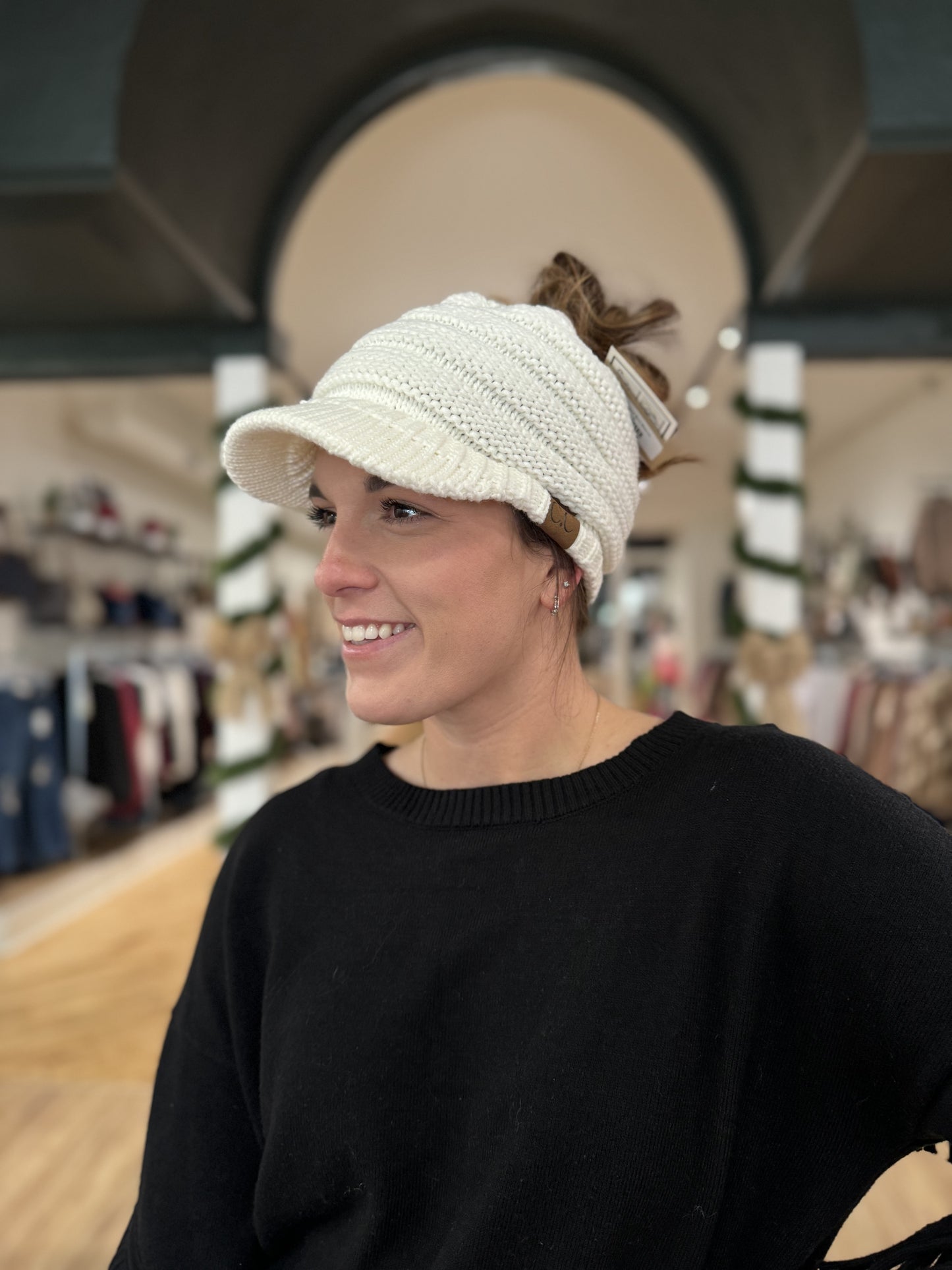 CC Brimmed Bun Beanie
