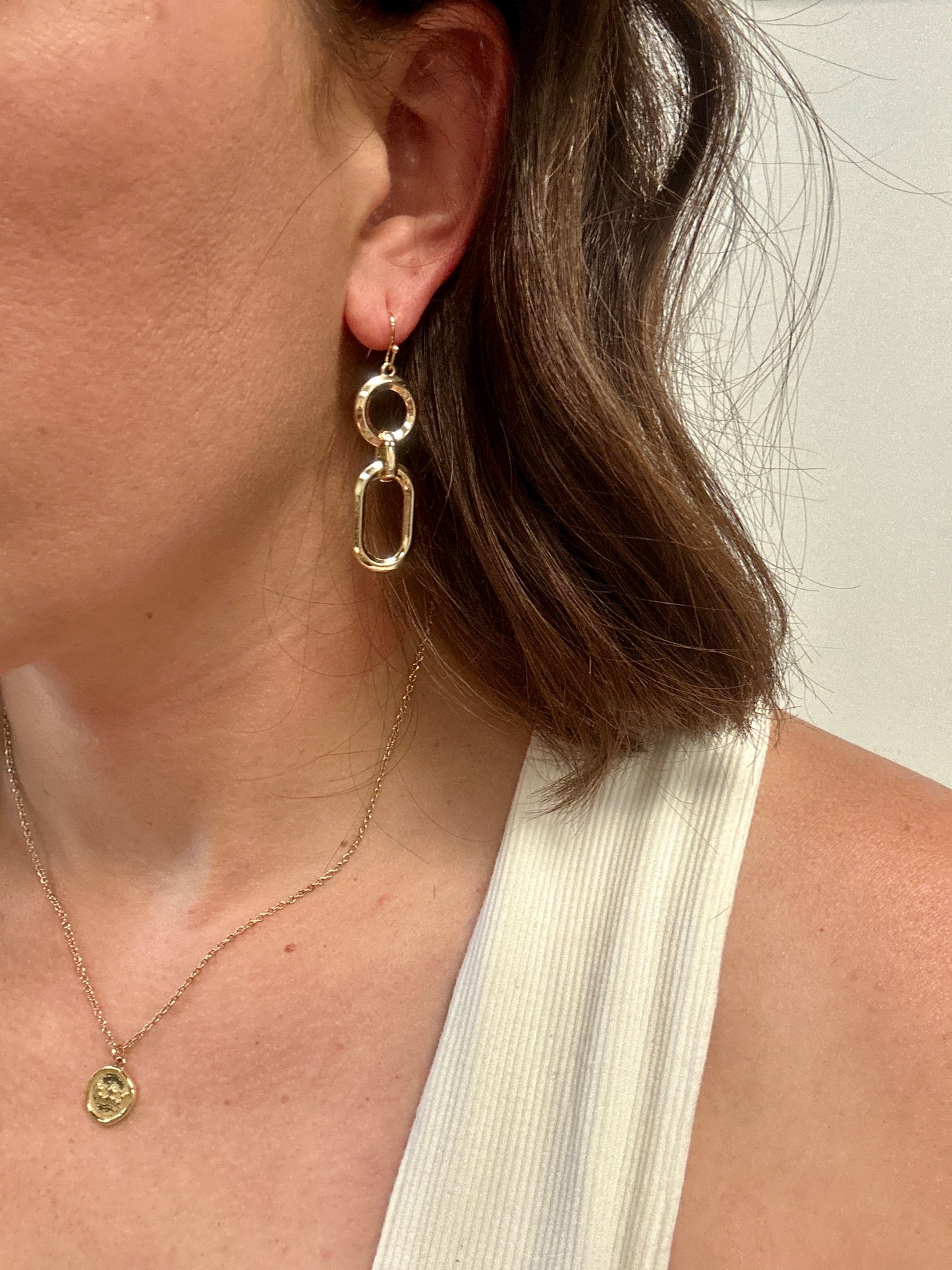 Circle & Oval Linked Drop Earrings