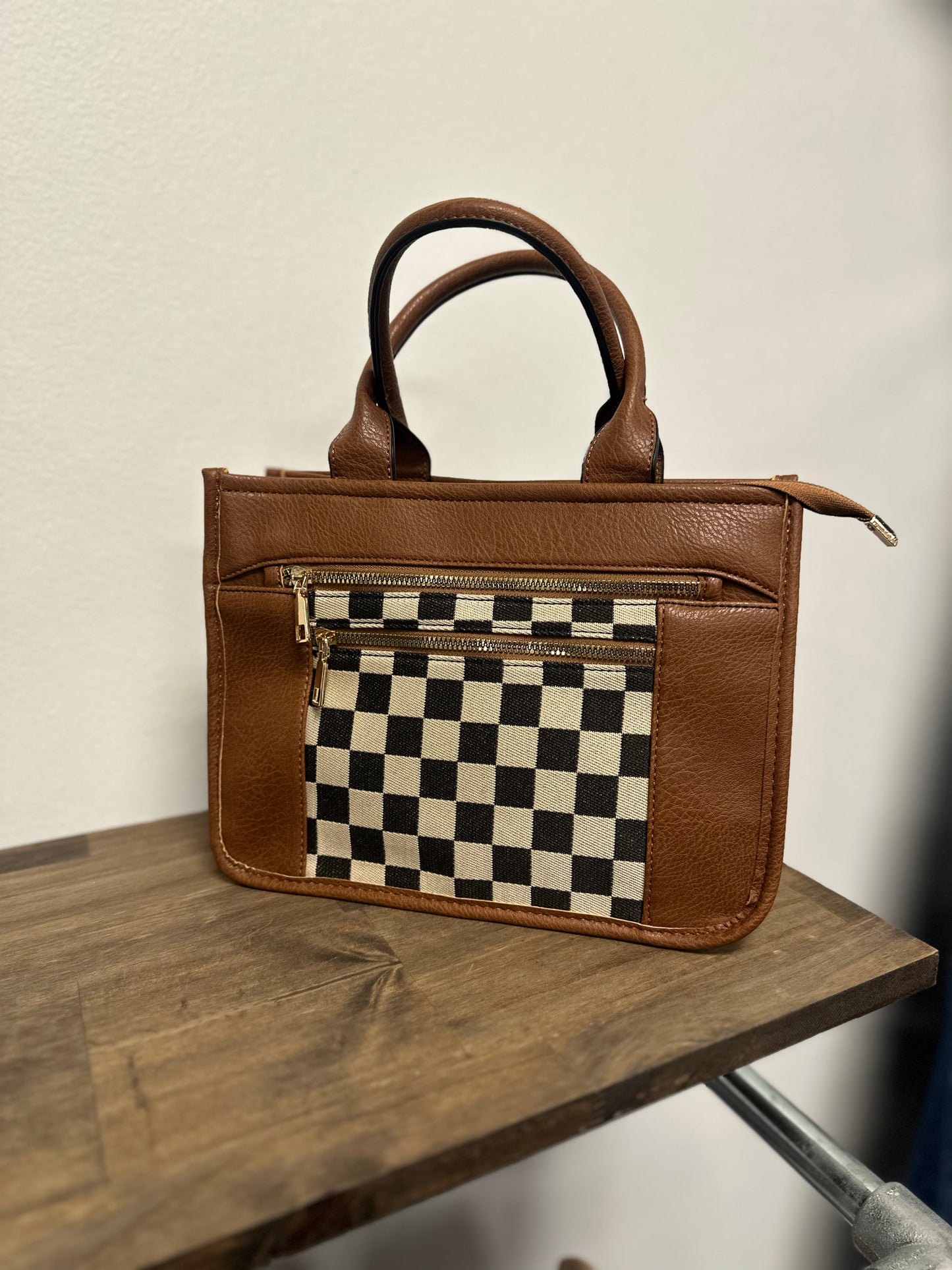 Checkered Canvas Tote Bag