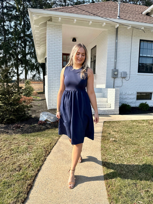 Ronneby Mixed Fabric Dress