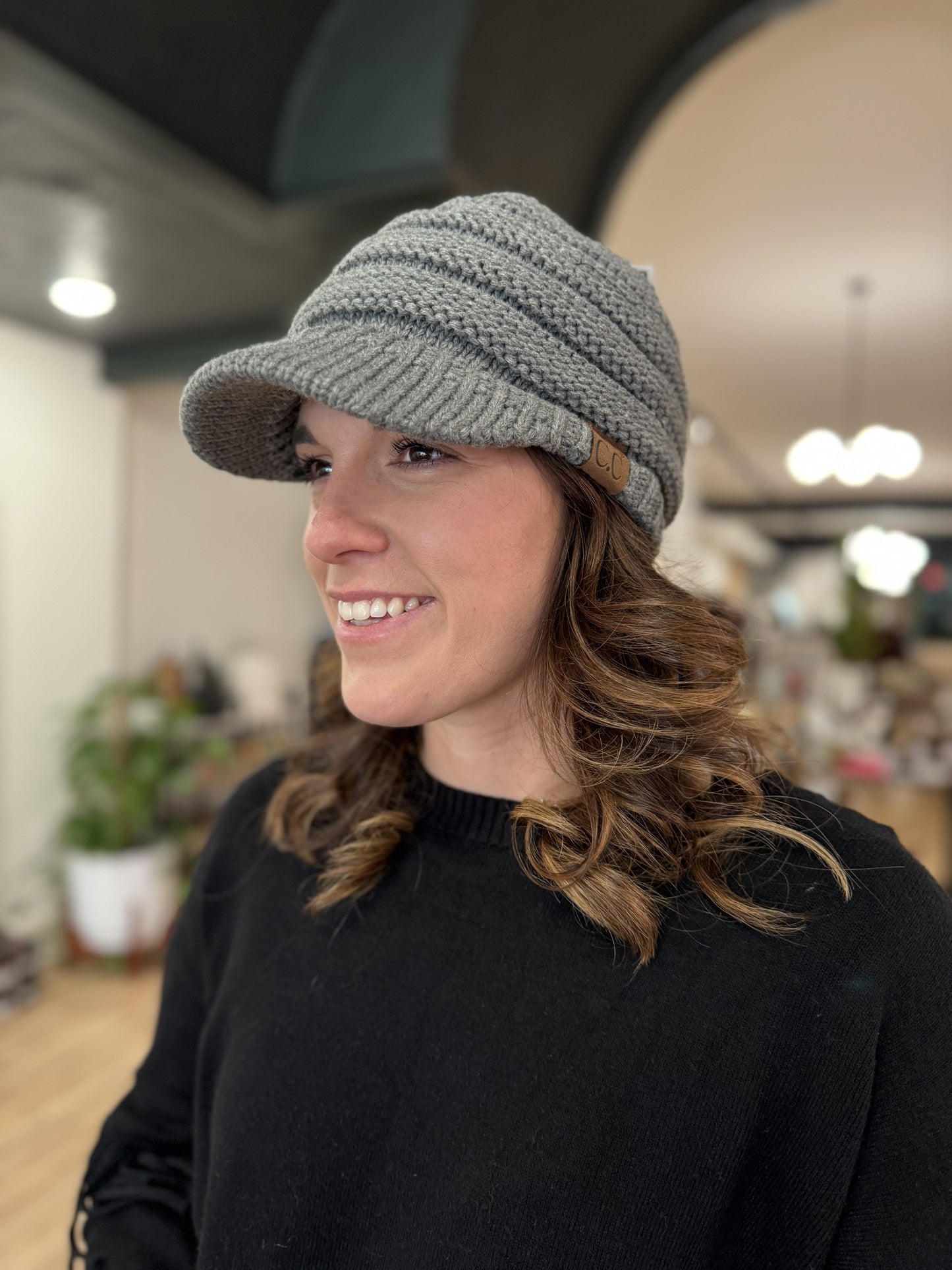 CC Brimmed Bun Beanie