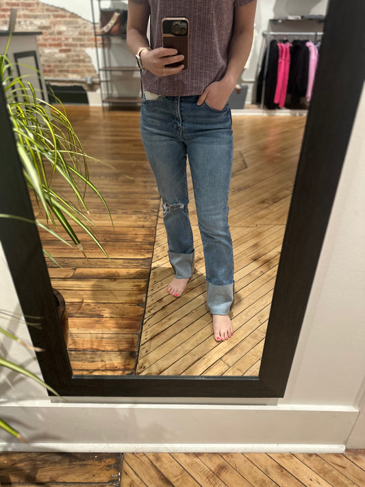 Risen Whipholt High Rise Straight Wide Cuff Jeans